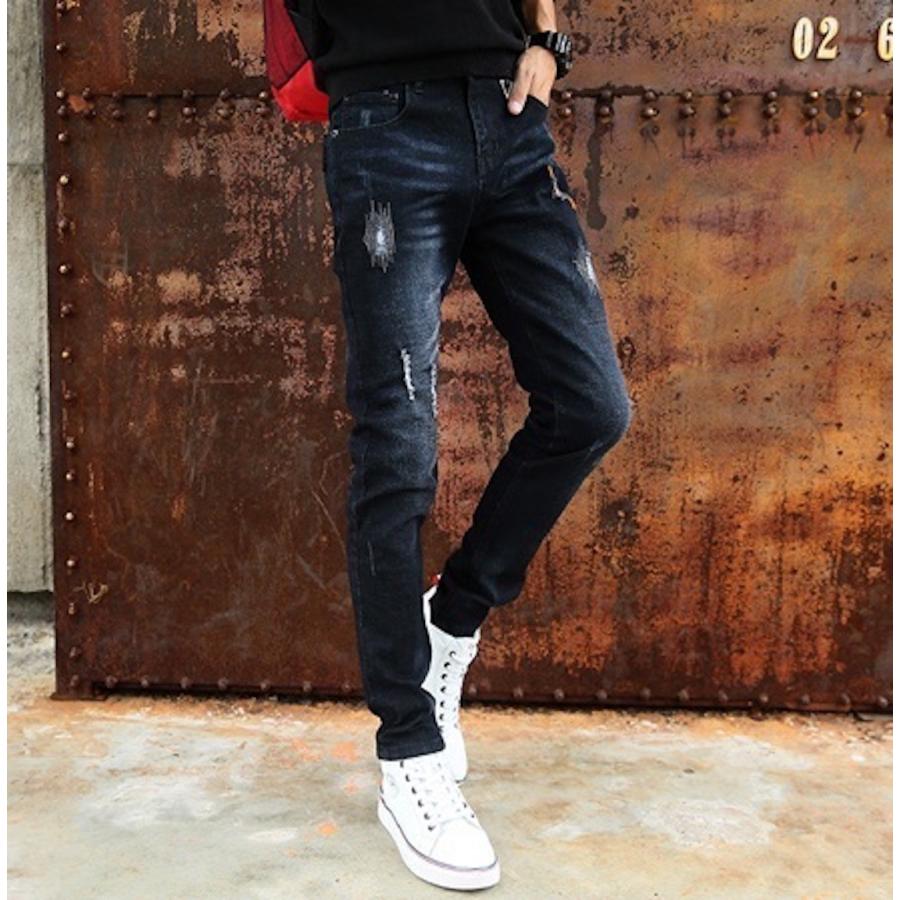 スキニーデニムパンツ メンズ ストレッチジーンズ ストレート ダメージ カジュアル 大きいサイズ Belle M Rvelous 通販 Yahoo ショッピング