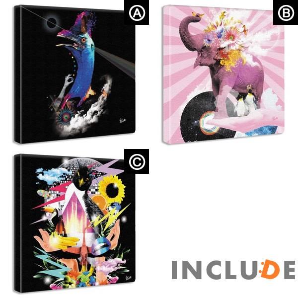 アートパネル クリエーター もふ 虹色 動物 幻想 ブラックアート