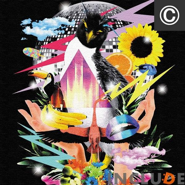 アートパネル クリエーター もふ 虹色 動物 幻想 ブラックアート