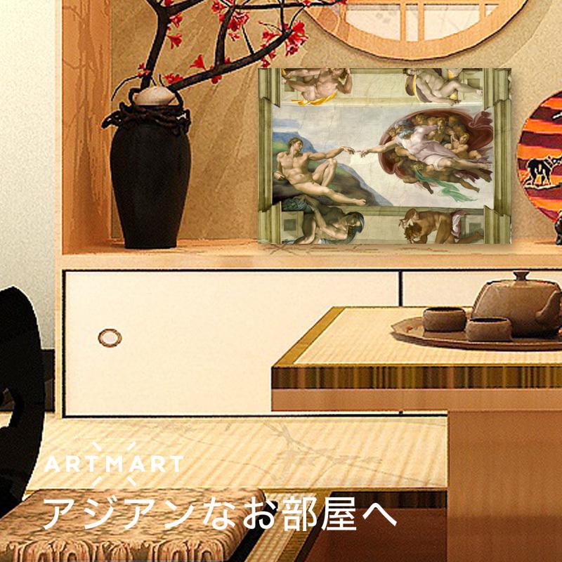 アートパネル アートボード ミケランジェロ アダムの創造 45x33 A3 