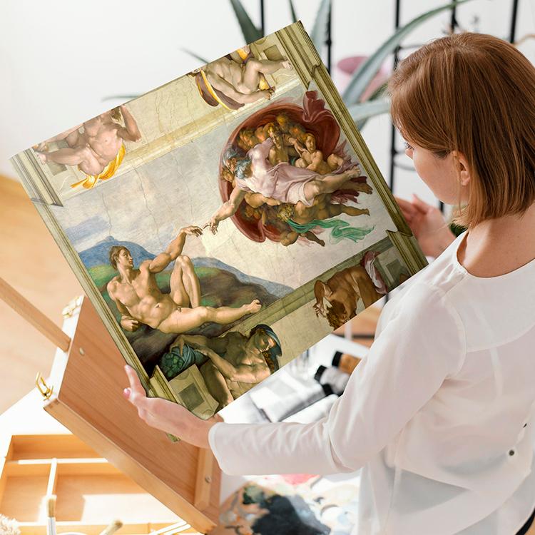 アートパネル アートボード ルノワール ミケランジェロ アダムの創造 60x45 A2 壁掛け インテリア 絵画 01｜atmys