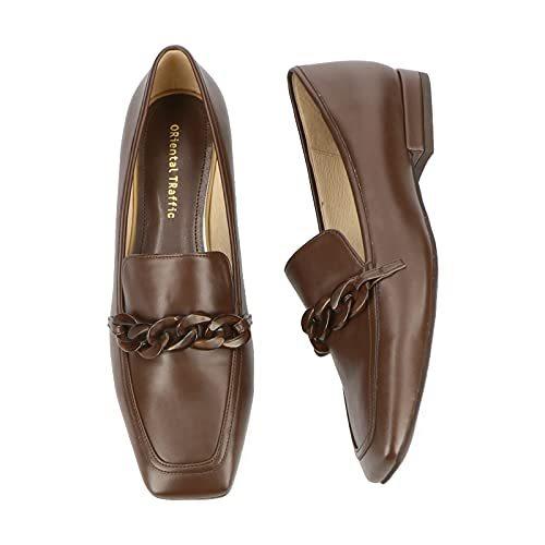 100 本物 ローファー オリエンタルトラフィック Traffic オリエンタルトラフィック Oriental レディース チェー 小さいサイズ 大きいサイズ フラット スクエアトゥ シューズ