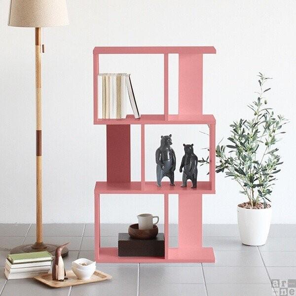 s字 ディスプレイラック 3段 薄型 完成品 木製 60cm スリム オープンシェルフ 60幅 日本製 ピンク オープンラック 3列 ☆_4