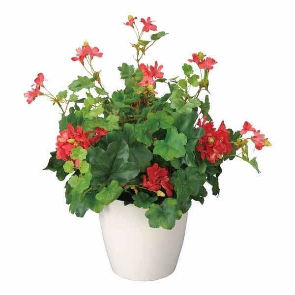 光触媒 デスク 観葉植物 ゼラニューム 高さ45cm テーブルタイプ ミニ 人工観葉植物 光の園 抗菌 消臭 緑