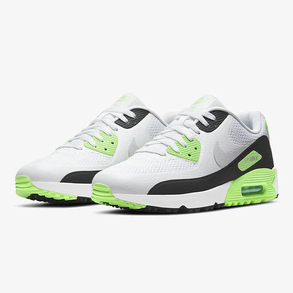 アトミックゴルフ ナイキ ゴルフ エアマックス 90 G Cu9978 100 ゴルフシューズ ホワイト ブラック フラッシュライム ニュートラルグレーnike Air Max