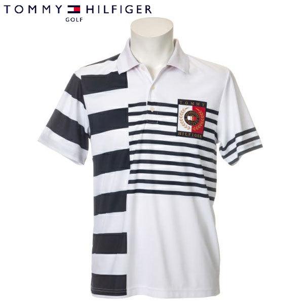 32 割引高級素材使用ブランド トミーヒルフィガー Thma218 ランダムボーダー プリント ポロシャツ ホワイト Wht メンズウエア ゴルフ スポーツ Wego Cz
