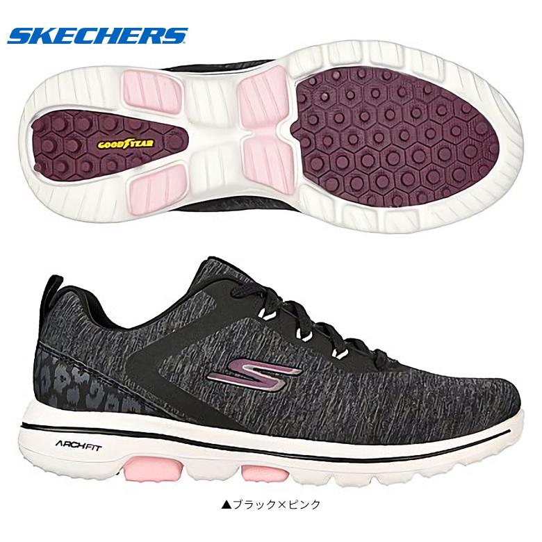 「レディース/送料無料」スケッチャーズ 123034 GO GOLF WALK 5 スパイクレス ゴルフシューズ ブラック×ピンク SKECHERS｜atomic-golf｜03