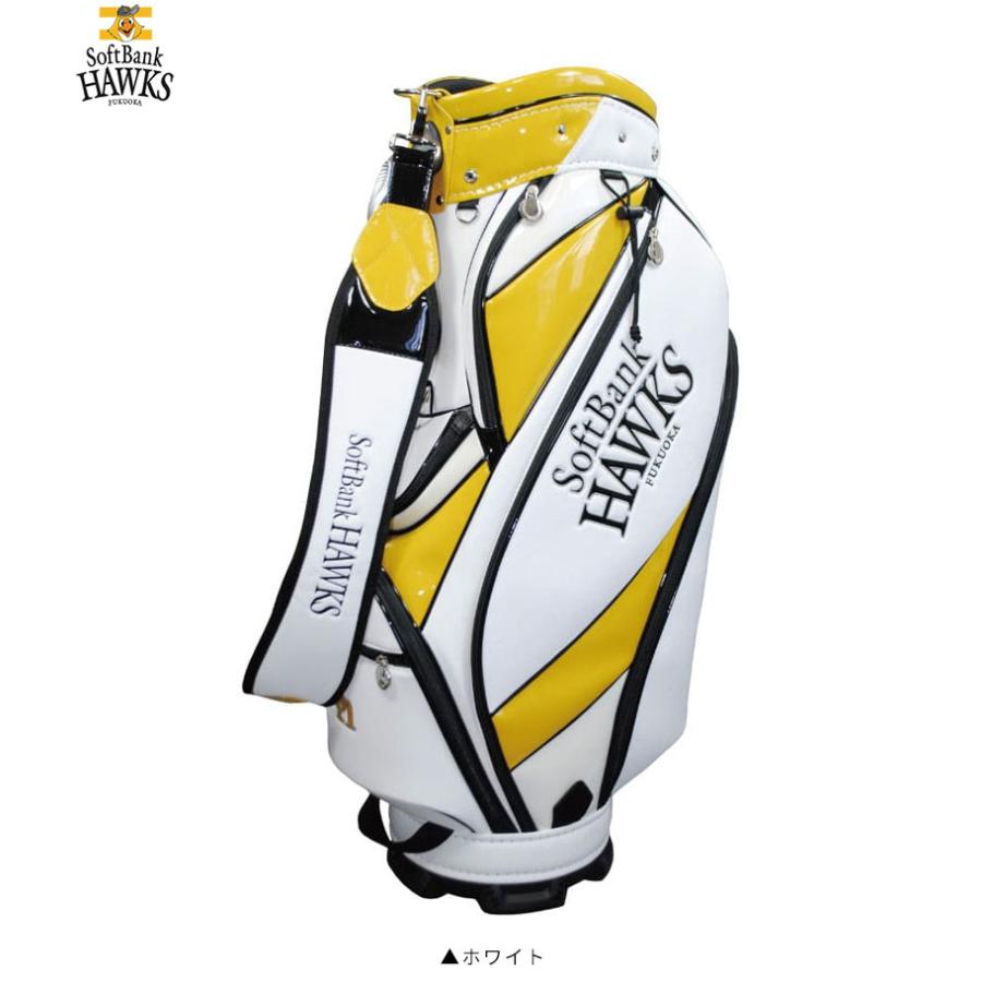 プロ野球 福岡ソフトバンクホークス SBCB-2443 カート キャディバッグ ホワイト Softbank HAWKS ゴルフバッグ レザックス LEZAX（レザックス） プロ野球 福岡ソフトバンクホークス SBCB-2443