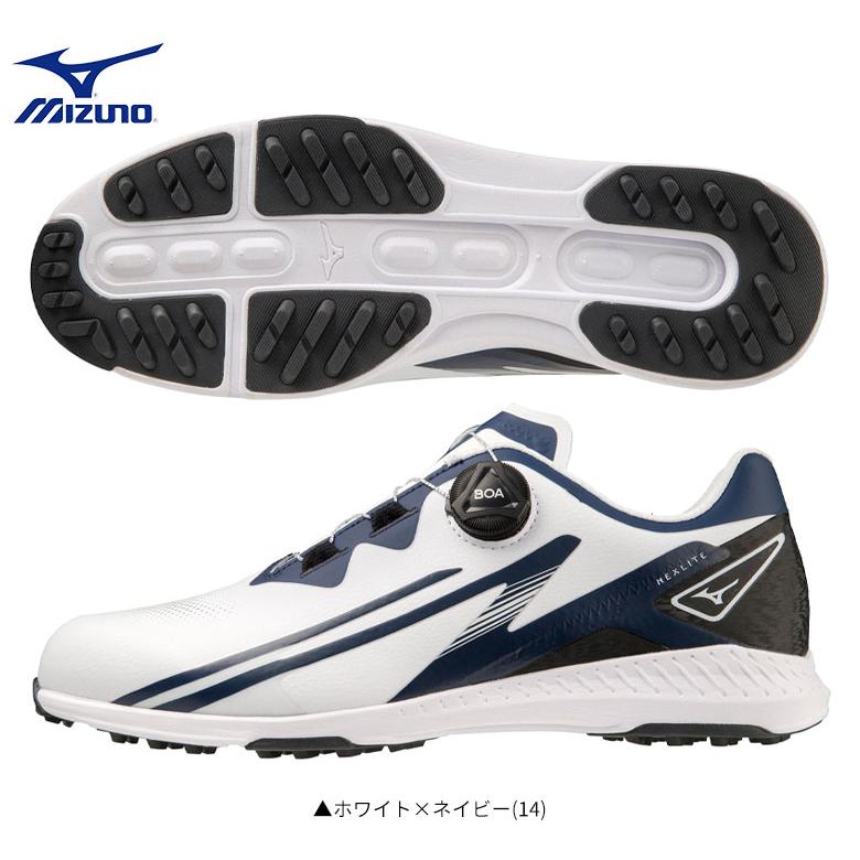 「送料無料」ミズノ 51GM2335 ネクスライトWG ボア ゴルフシューズ ホワイト×ネイビー(14) MIZUNO BOA｜atomic-golf｜02