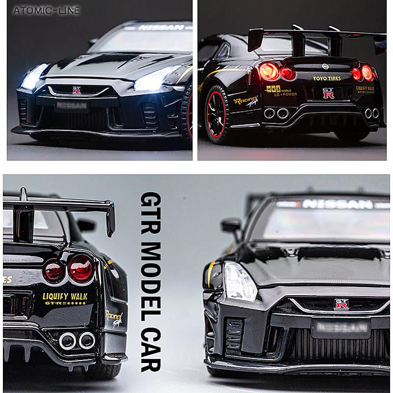 日産 GTR ニスモ R35 スーパーGT 1/32 ミニカー 全3色 ライト点灯 エンジンサウンド 模型 合金モデル｜atomic-line｜09