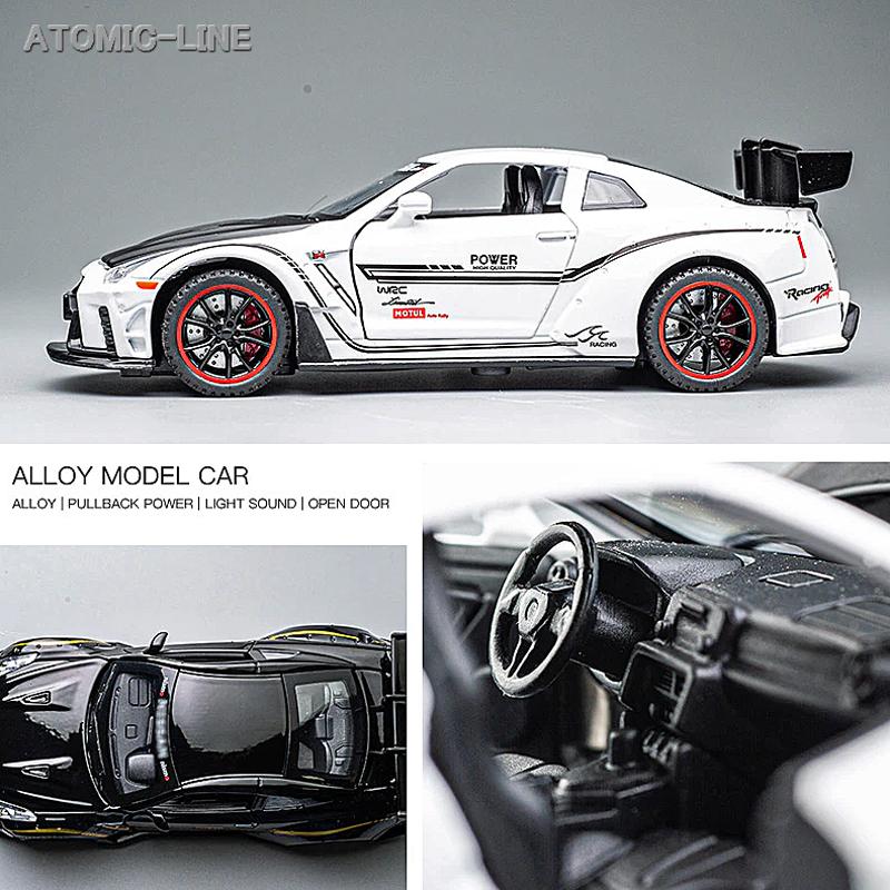 日産 GTR ニスモ R35 スーパーGT 1/32 ミニカー 全3色 ライト点灯 エンジンサウンド 模型 合金モデル｜atomic-line｜10