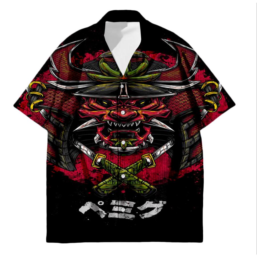 和彫 刺青 般若 タトゥー 日本 和風 柄シャツ オープンシャツ シャツ