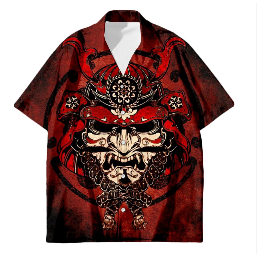 和彫 刺青 般若 タトゥー 日本 和風 柄シャツ オープンシャツ シャツ
