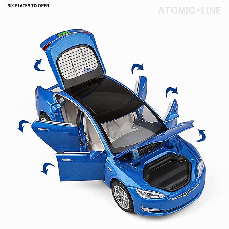テスラ MODEL S 1/32 ミニカー 全4色 ライト点灯 エンジン