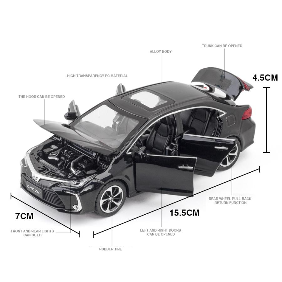 トヨタ カローラ 1/32 合金カーモデル 6 ドア開閉 + ライト音声 トヨタ（TOYOTA） カローラ 1/32 ミニカー 全3色 ライト点灯 エンジン