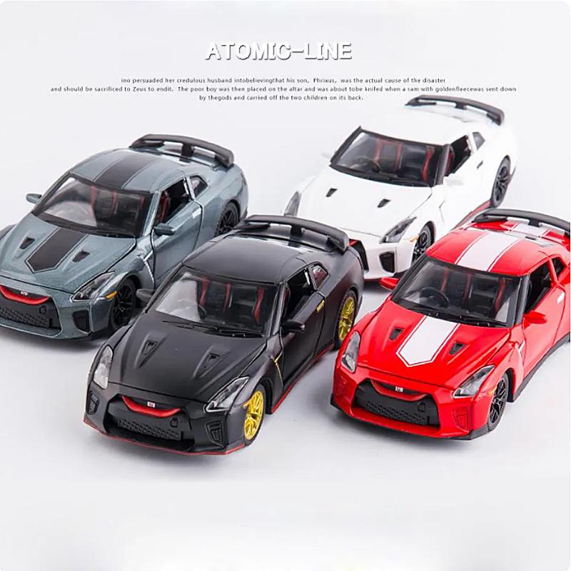 ミニカー 廃車 ジオラマ 日産 gtr GTR R35 NISSAN 日産 GTR R35 1/32 ミニカー 全4色 ライト点灯 エンジン