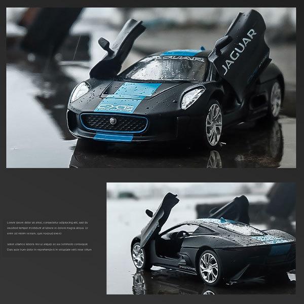 JAGUAR（ジャガー） C-X75 1/32 ミニカー 全2色 ライト点灯 合金モデル