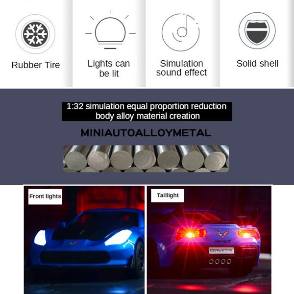 CORVETTE（コルベット） シボレー C7 1/32 ミニカー 全5色 ライト点灯