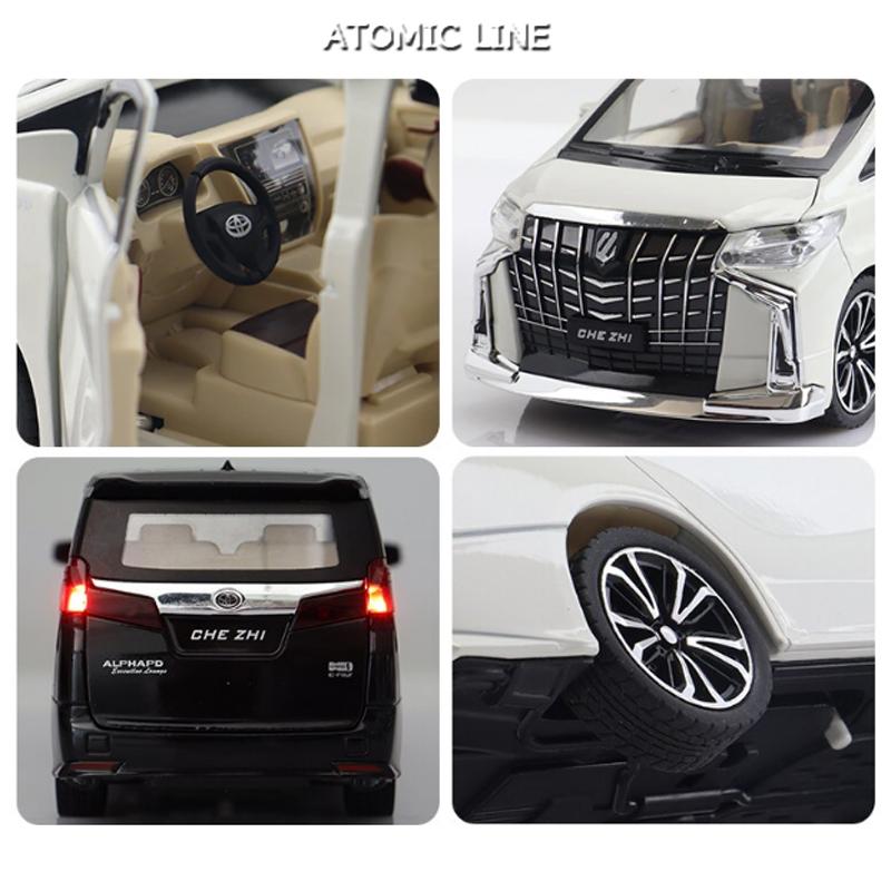 ★ワーゲン車1/24黄・黒・白　トヨタALPHARD ケースパッキング❤️合計4台 トヨタ ALPHARD アルファード 1/24 ミニカー 全2色 ライト点灯