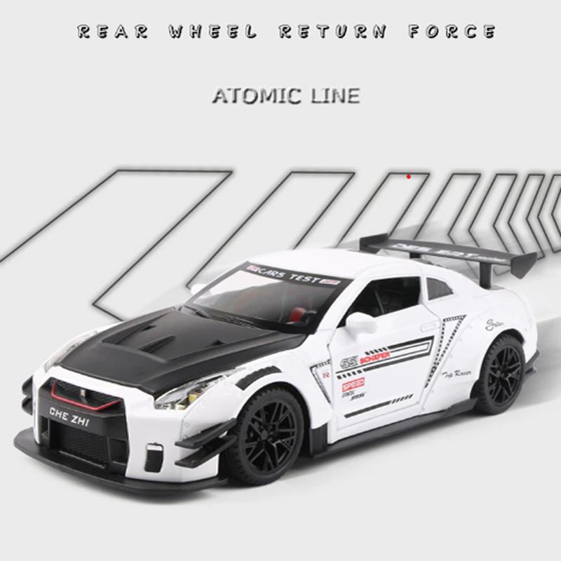 スカイライン Ares GTR R35 1/24 ミニカー 全3色 ライト点灯 エンジンサウンド 合金モデル 模型 ジオラマ｜atomic-line｜08