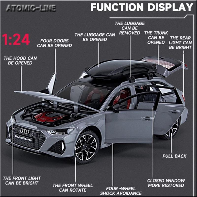 アウディ RS6 Avant 1/24 ミニカー 全4色 ライト点灯 エンジンサウンド 合金モデル 模型 ジオラマ｜atomic-line｜06