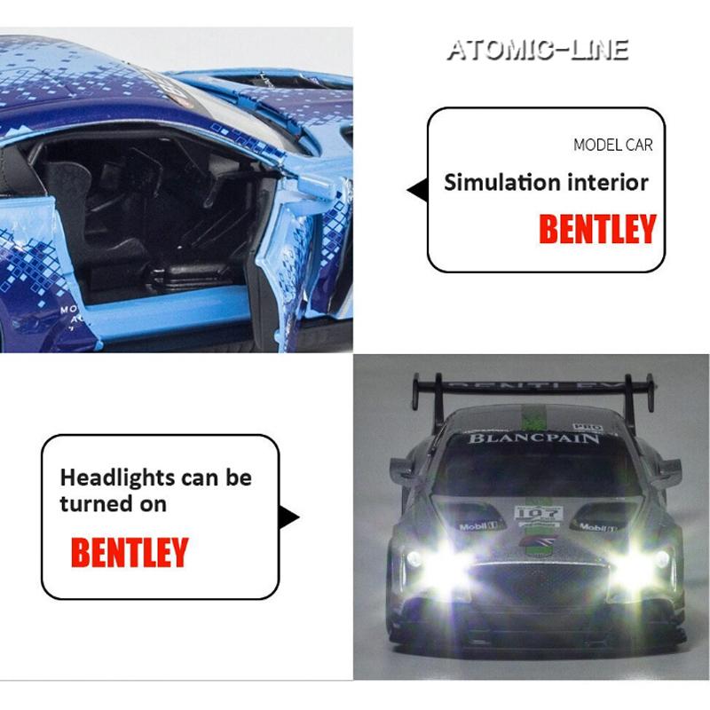 Bentley コンチネンタル GT3 1/32 ミニカー 全4色 ライト点灯 エンジン