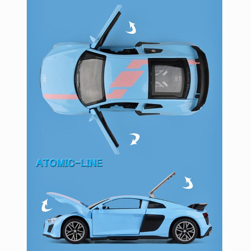 アウディ R8 V10 Plus 1/32 ミニカー 全4色 ライト点灯 エンジン