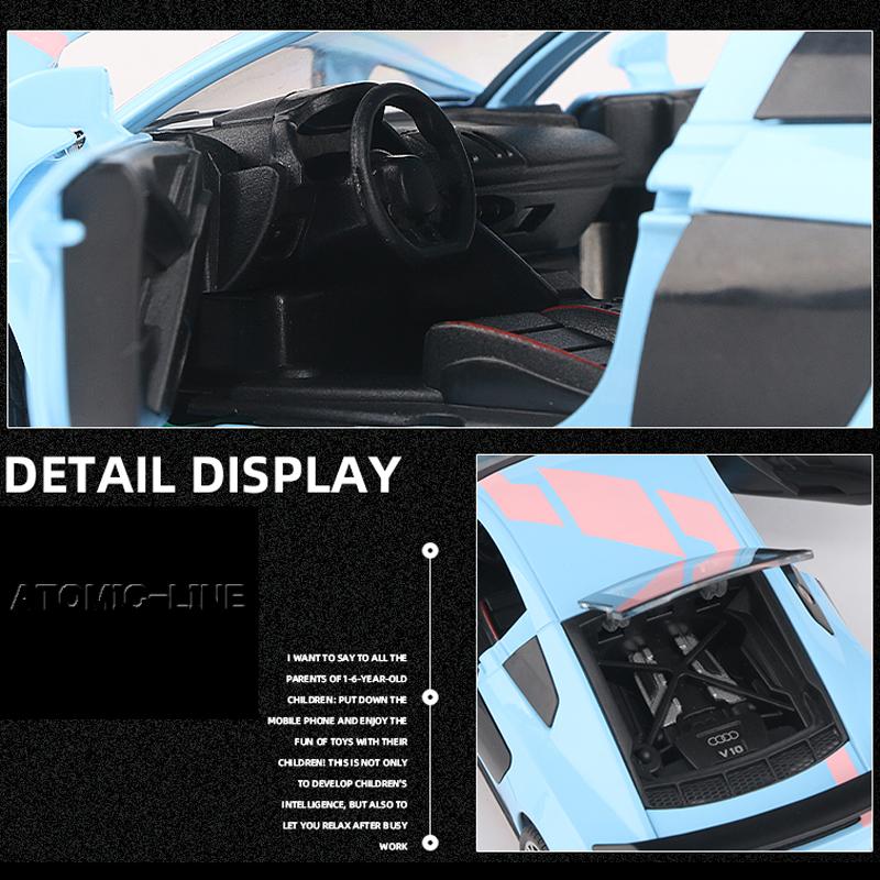 アウディ R8 V10 Plus 1/32 ミニカー 全4色 ライト点灯 エンジン