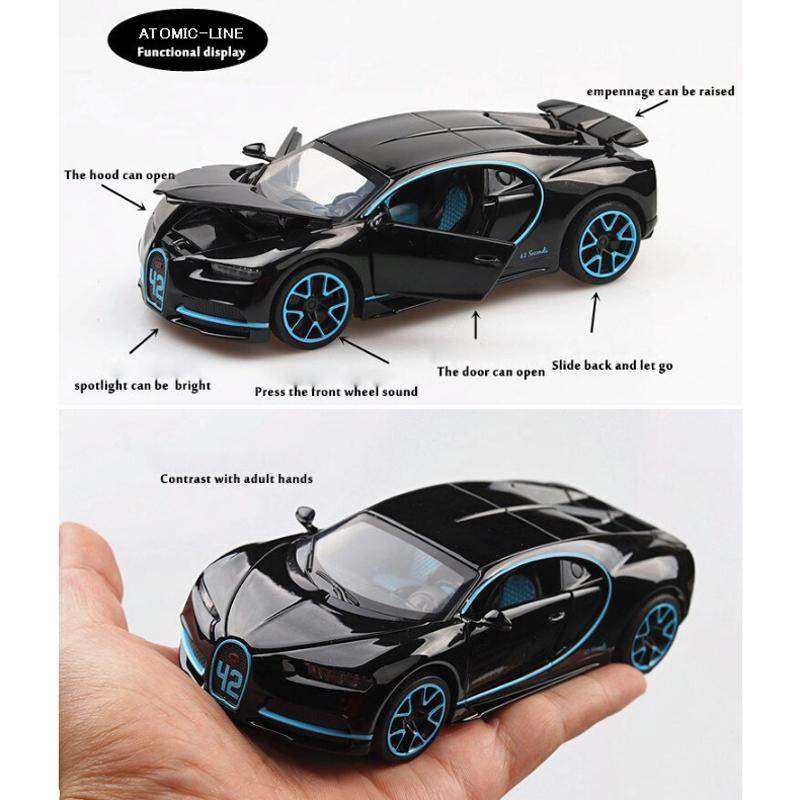 ブガッティ シロン 1/32 ミニカー 全3色 ライト点灯 エンジン