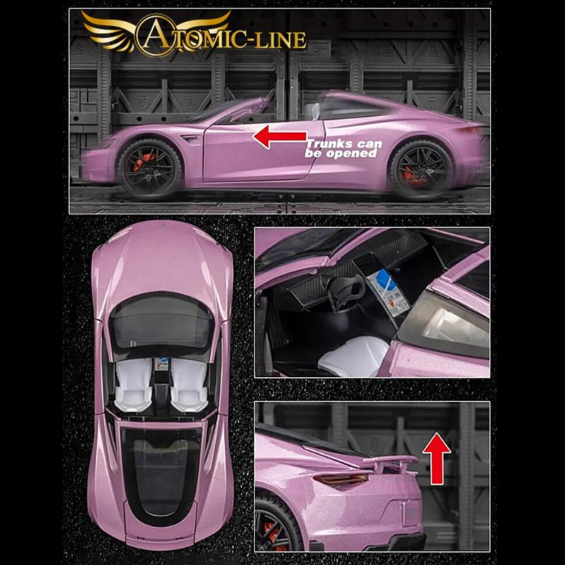 テスラ Roadster ロードスター 1/24 ミニカー 全3色 ライト点灯