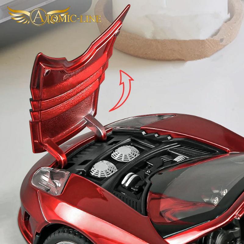 4本セット JJ TESLA ジェージェー テスラ ECC802S GOLD テスラ TESLR ロードスター 1/24 ミニカー 全4色 ライト点灯