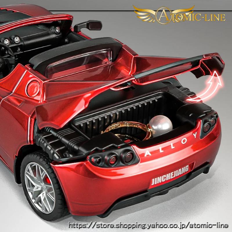 テスラ TESLR ロードスター 1/24 ミニカー 全4色 ライト点灯 エンジン