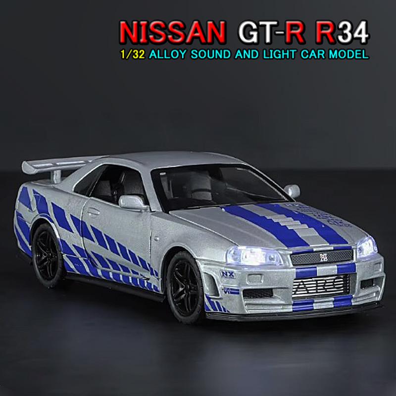 日産 NISSAN GT-R R34 スカイライン 1/32 ミニカー 全3色 ライト 日産 NISSAN GT-R R34 スカイライン 1/32 ミニカー 全3色 ライト