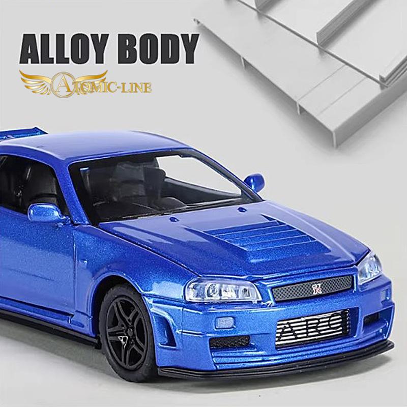 日産 NISSAN GT-R R34 スカイライン 1/32 ミニカー 全3色 ライト