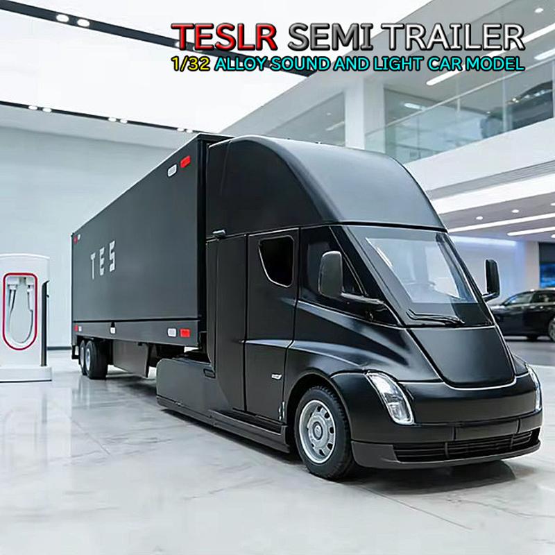 テスラ SEMI トレーラートラック 1/32 ミニカー 全2色 ライト点灯