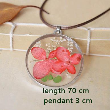 赤花 ドライフラワー ネックレス ハンドメイド ペンダント red