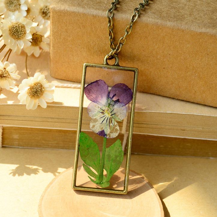 紫花 ドライフラワー ネックレス ハンドメイド ペンダント square