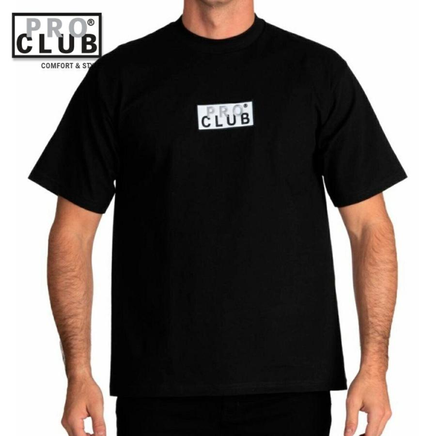 PRO CLUB EMBROIDERED BOX LOGO ヘビーウェイト Tシャツ ショートスリーブ ボックスロゴ ブラック 黒 長袖 HEAVYWEIGHT SHORT SLEEVE TEE Black プロクラブ | PRO CLUB