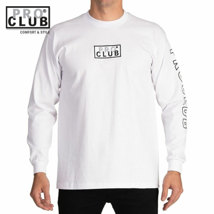 PRO CLUB（プロクラブ） PRO CLUB EMBROIDERED BOX LOGO ヘビーウェイト ロンT ロングスリーブ ボックス ...