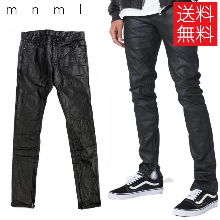 mnml M11 スキニー デニム パンツ PU加工 ブラック 黒 STRETCH