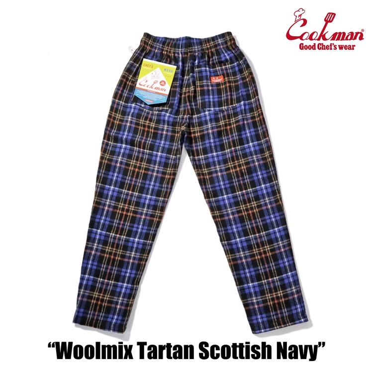 COOKMAN クックマン Chef Pants シェフパンツ Woolmix Tartan Scottish Navy ウールミックス タータン チェック スコティッシュ ネイビー｜atomicdope｜03