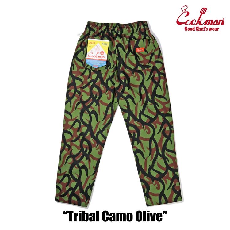 COOKMAN クックマン Chef Pants シェフパンツ Tribal Camo Olive トライバルカモ オリーブ グリーン イージーパンツ メンズ レディース 男女兼用 カジュアル｜atomicdope｜04