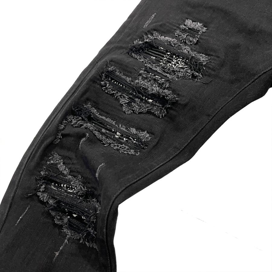 mnml X165 PAISLEY クラッシュ リペア スキニー デニム パンツ