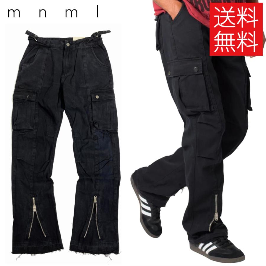 mnml（ミニマル） mnml FRONT ZIP カーゴ パンツ フレアカット ブーツ