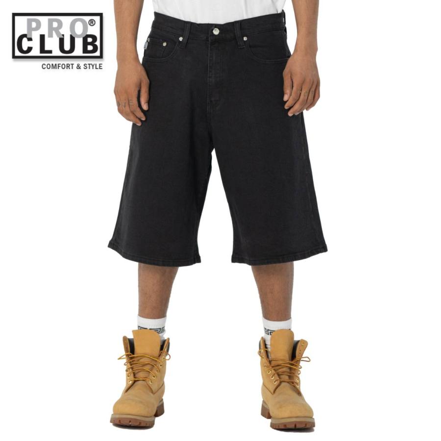 PRO CLUB DENIM BAGGY ショートパンツ バギー デニム ブラック SHORT PANT Black プロクラブ ストリートファッション | PRO CLUB