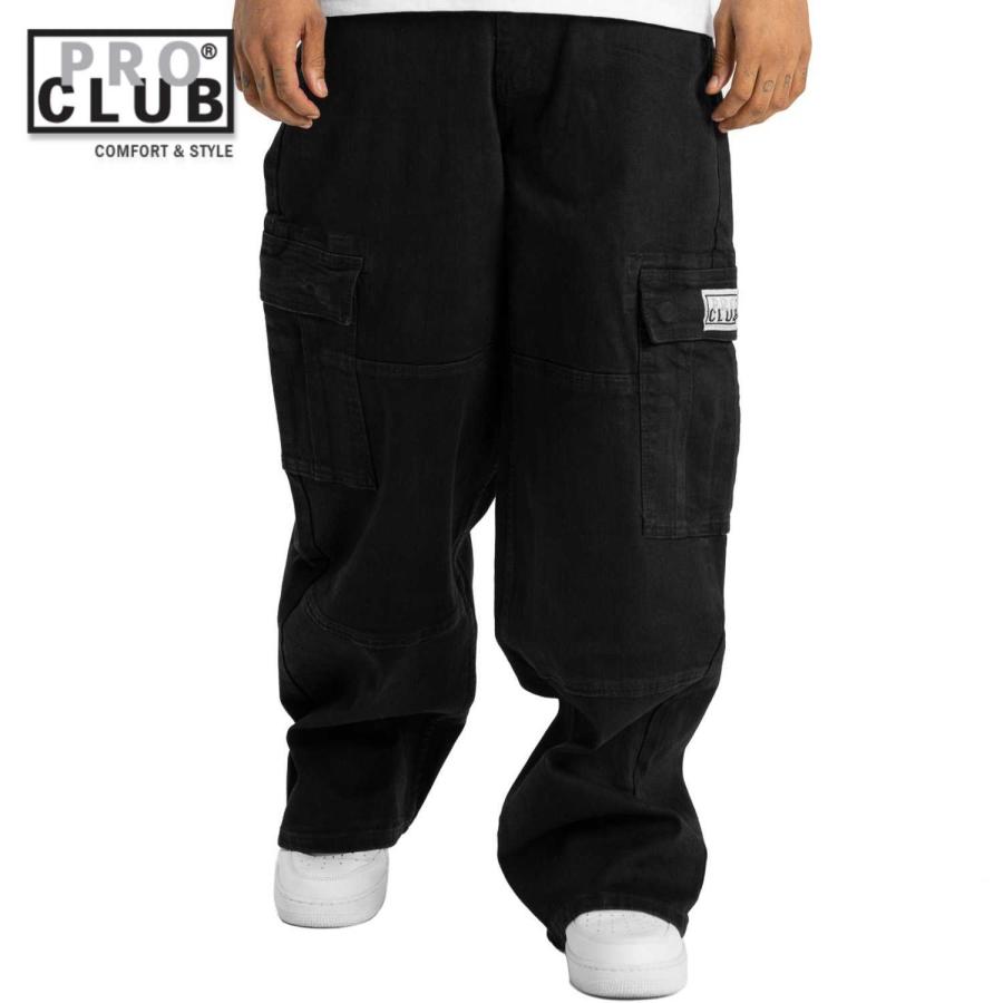 PRO CLUB DENIM BAGGY カーゴパンツ バギー デニム ブラック CARGO PANT Black プロクラブ ストリートファッション | PRO CLUB
