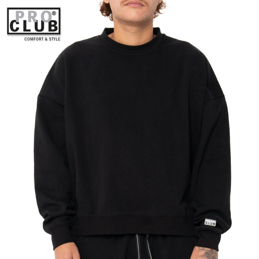 PRO CLUB HEAVYWIDE FLEECE クルーネックスウェット ブラック CREWNECK Black プロクラブ ストリートファッション サイズS | PRO CLUB