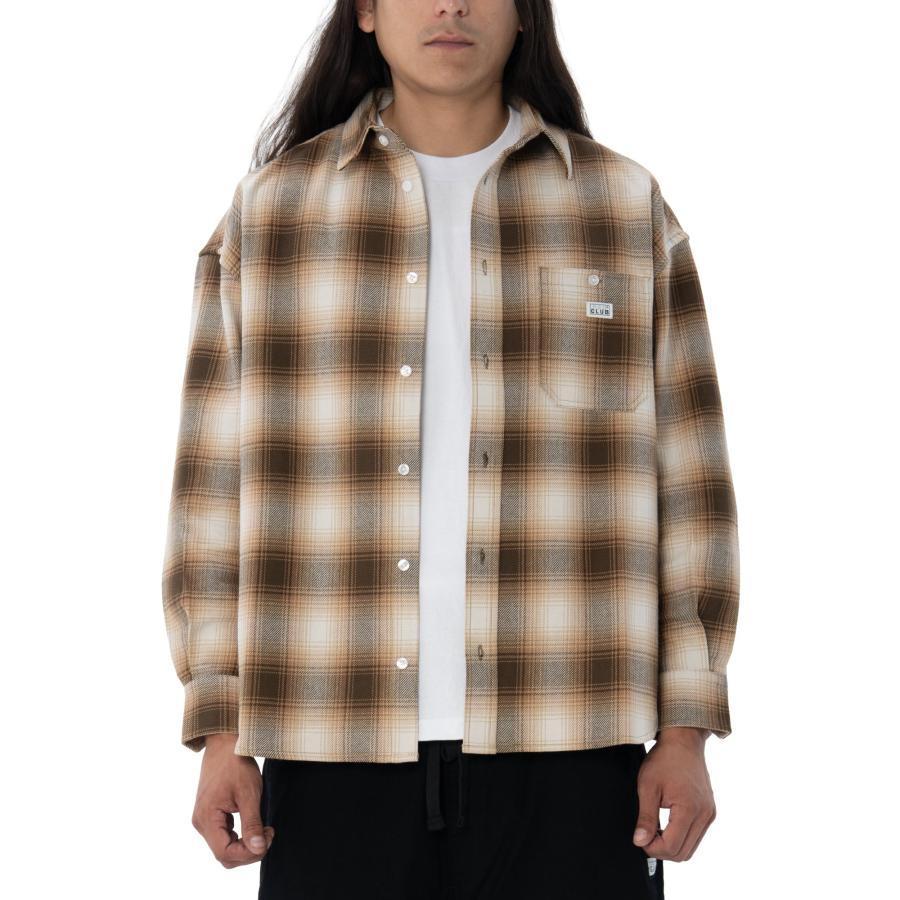 PRO CLUB HEAVYWIDE OMBRE フランネルシャツ ブラウン FLANNEL SHIRT Brown プロクラブ ストリートファッション | PRO CLUB | 01