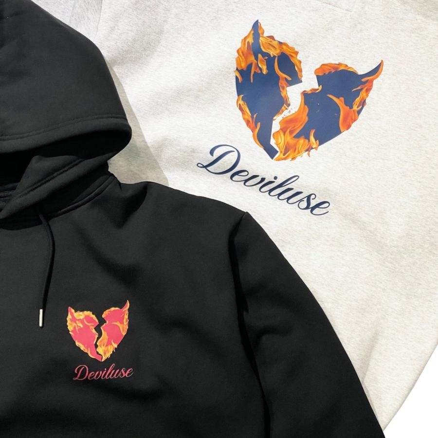 Deviluse Flame Heart プルオーバー フーディー パーカー Pullover