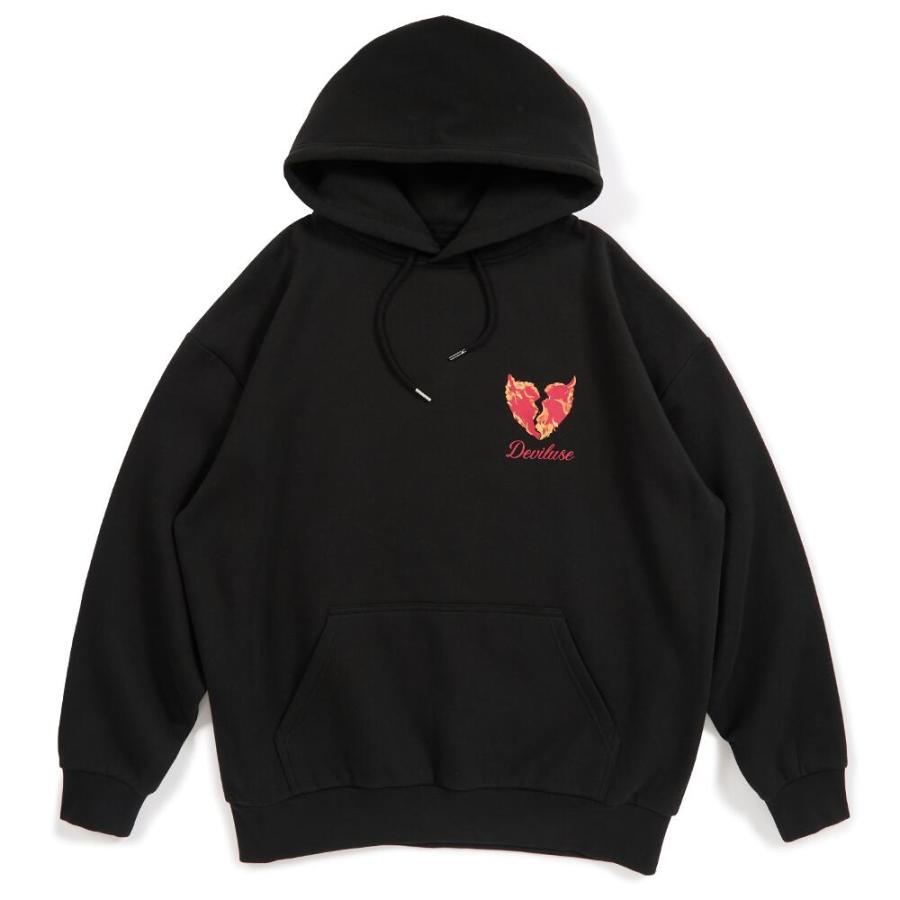 Deviluse Flame Heart プルオーバー フーディー パーカー Pullover